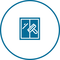 Glass cleaning symbol with blue outline